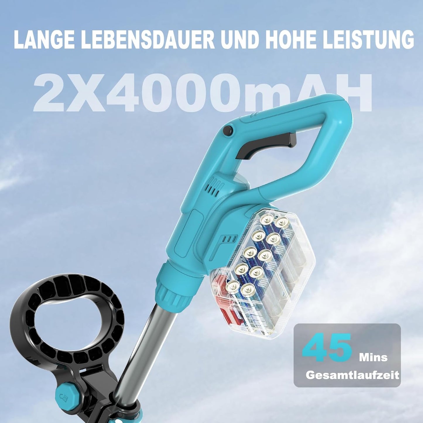 Akku-Rasentrimmer 4 in 1, Blau