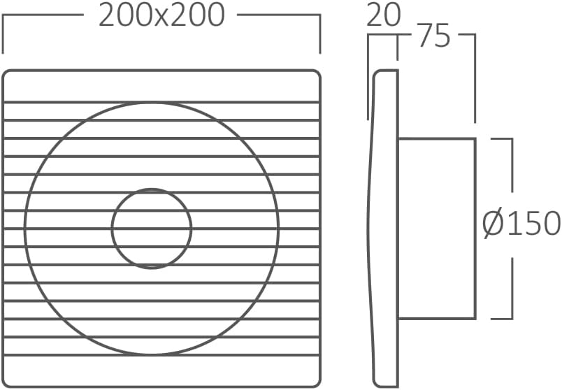 Leiser Wandlüfter BZ01-00030 für Bad und Küche, Ø150 mm