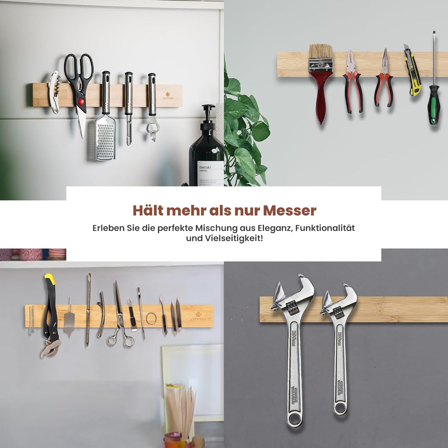 Magnetische Messerleiste, Messerleiste Bambus Bambus