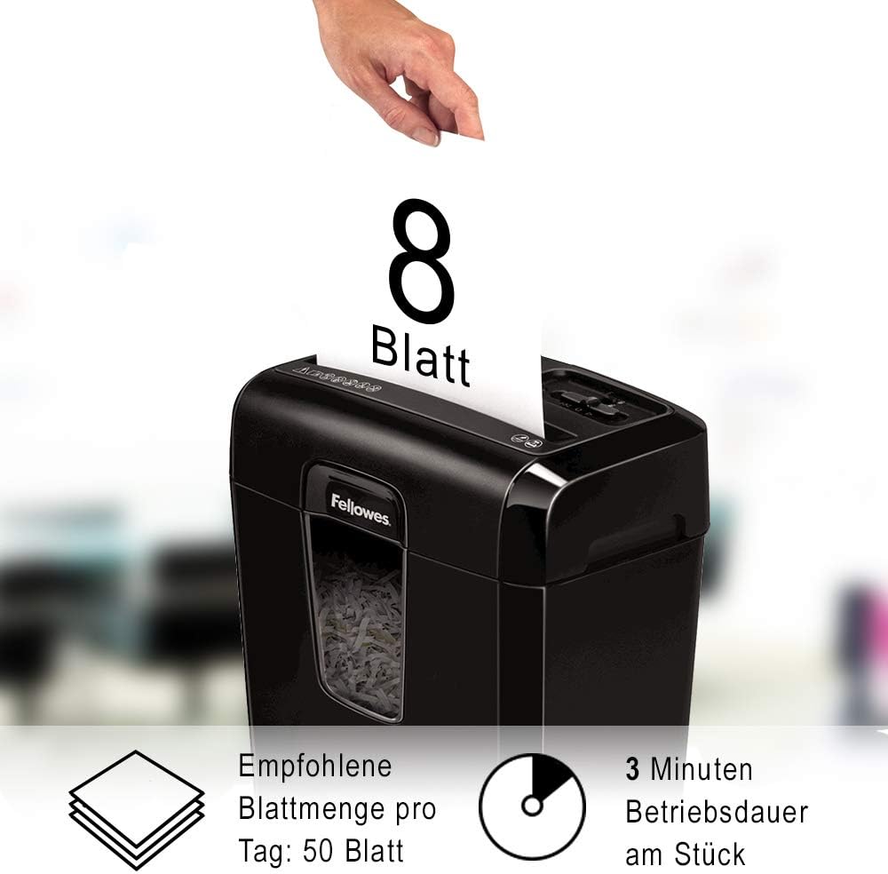 Aktenvernichter Powershred 8Cd, 8 Blatt|Single 8Cd – 8 Blatt – Cross Cut – 14 Liter Papierkorb