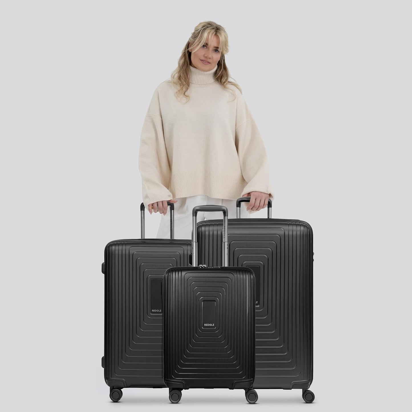 Essentials 14: 3-teiliges Hartschalenkoffer-Set mit Dehnfalte, Black Metallic 3-SET Trolley+ erweiterbar