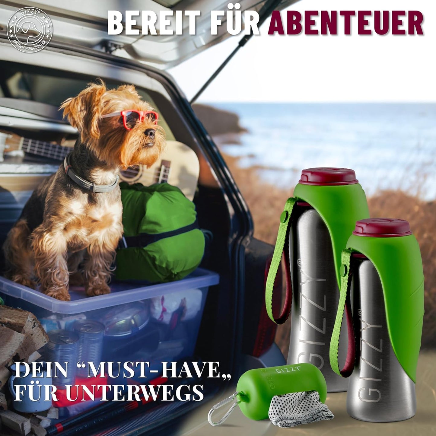 Trinkflasche für Hunde für unterwegs, Apfelgrün 500 ml