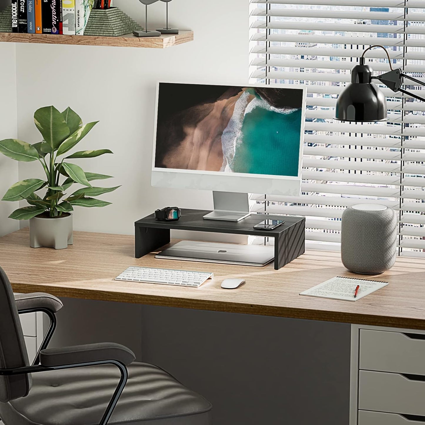 Ergonomischer Monitor- und Laptopständer, DT104201WB, 42.5x23.5x10cm Schwarz