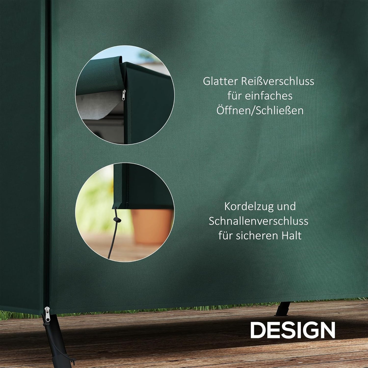 Abdeckung für Hollywoodschaukel, 205L x 124B x 164H cm Dunkelgrün