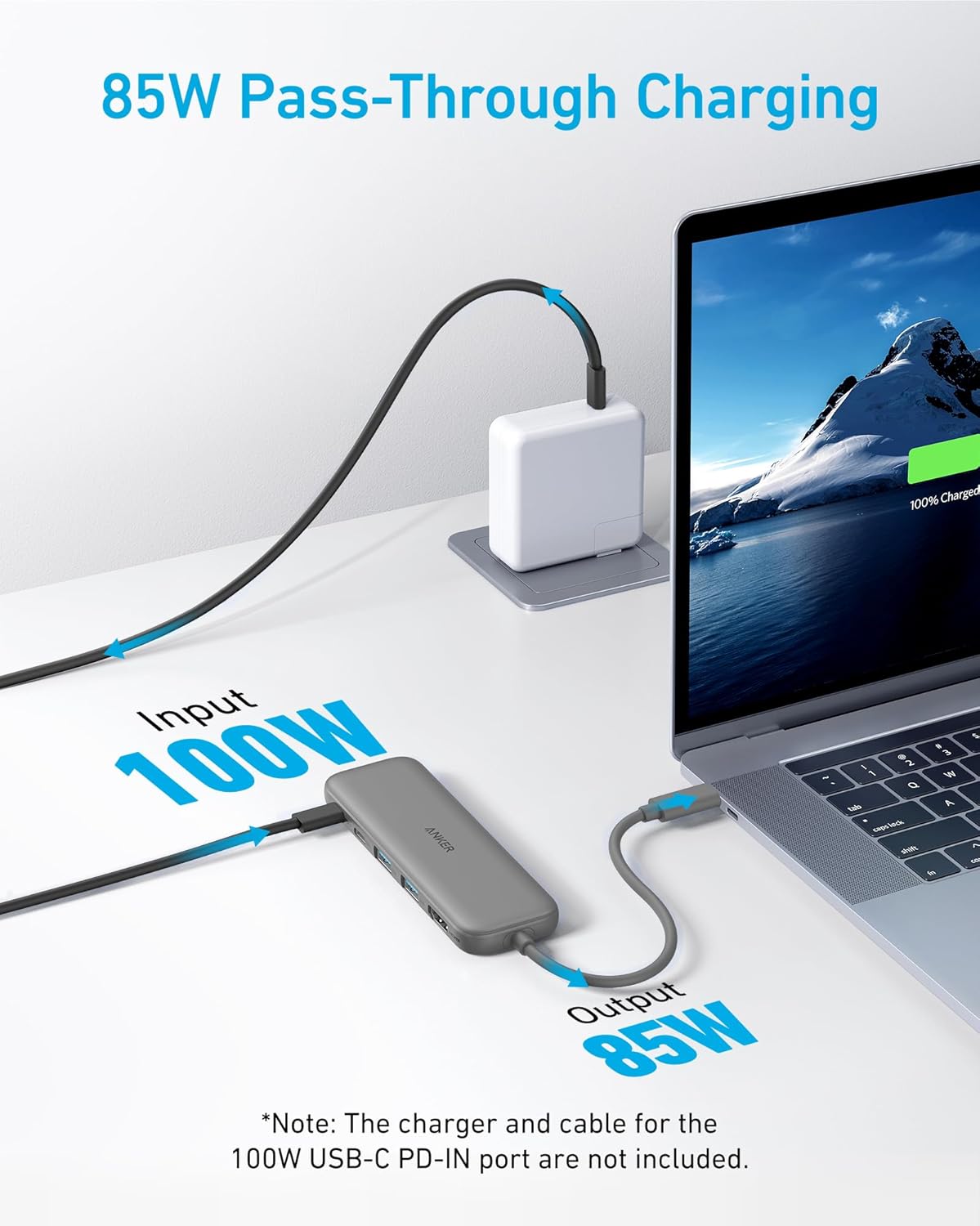 USB-C Hub mit 4K HDMI und 5Gbps Datenanschluss, Grau