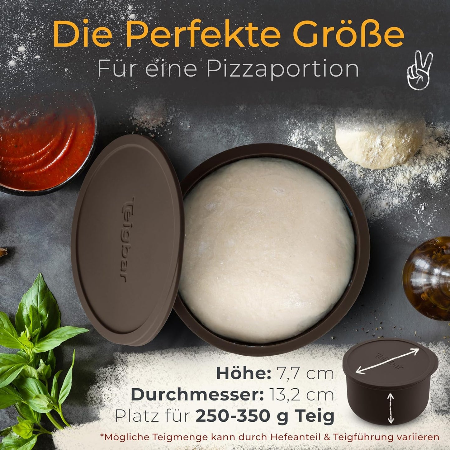 4er-Set Pizzaballenbox mit Deckel, Taupe 4er Set