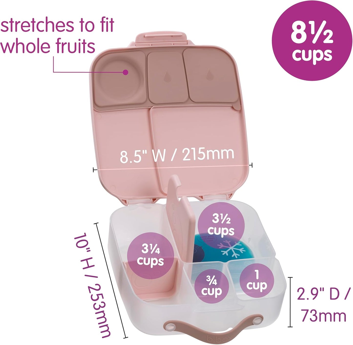 Bento-Brotdose mit herausnehmbarem Trenner, Blush Crush