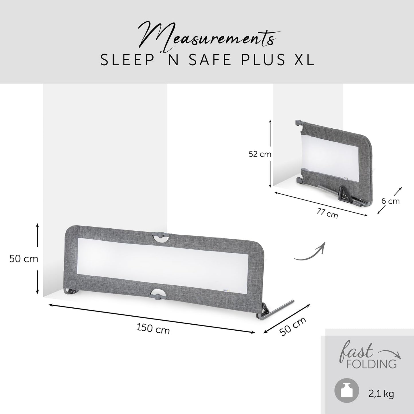Bettschutzgitter Sleep N Safe Plus XL, Für Betten mit einer Länge von 200-220 cm, Single