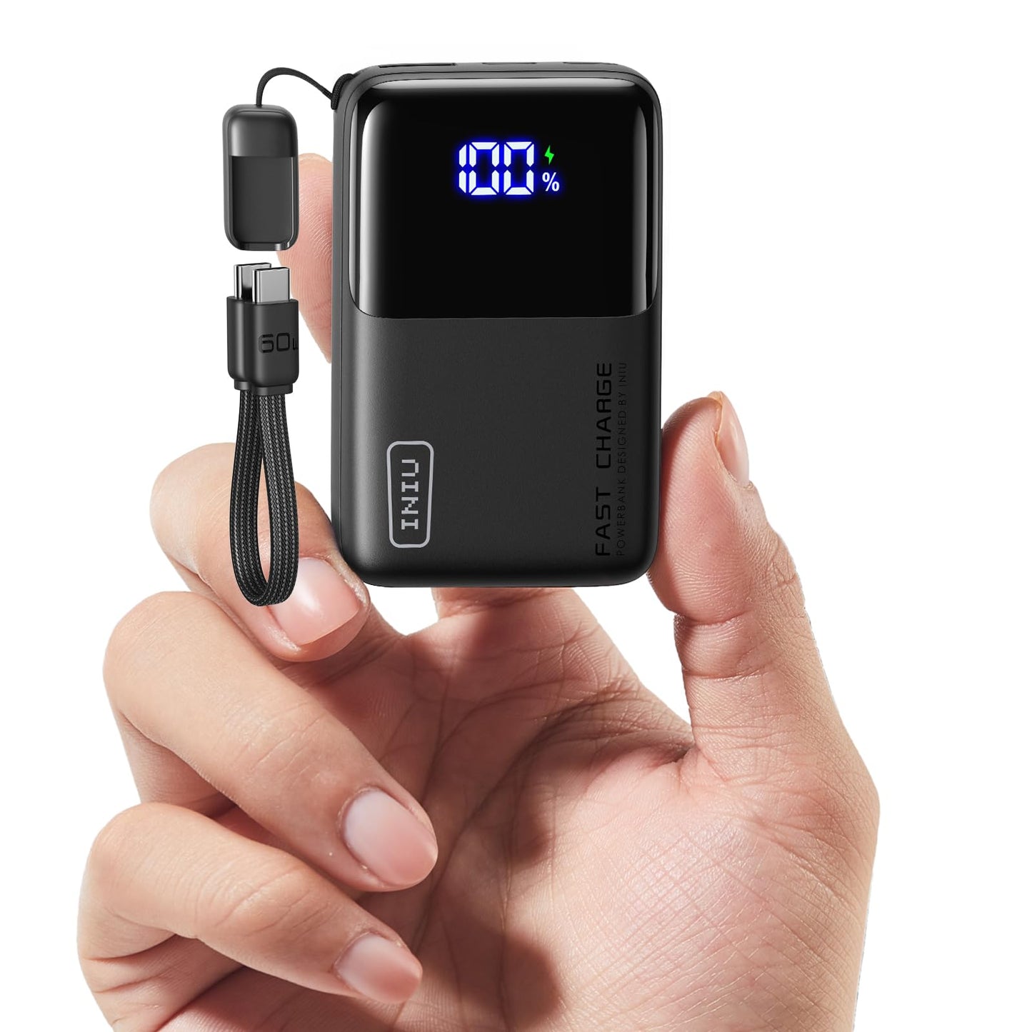 Mini Power Bank mit Schnellladefunktion, Schwarz