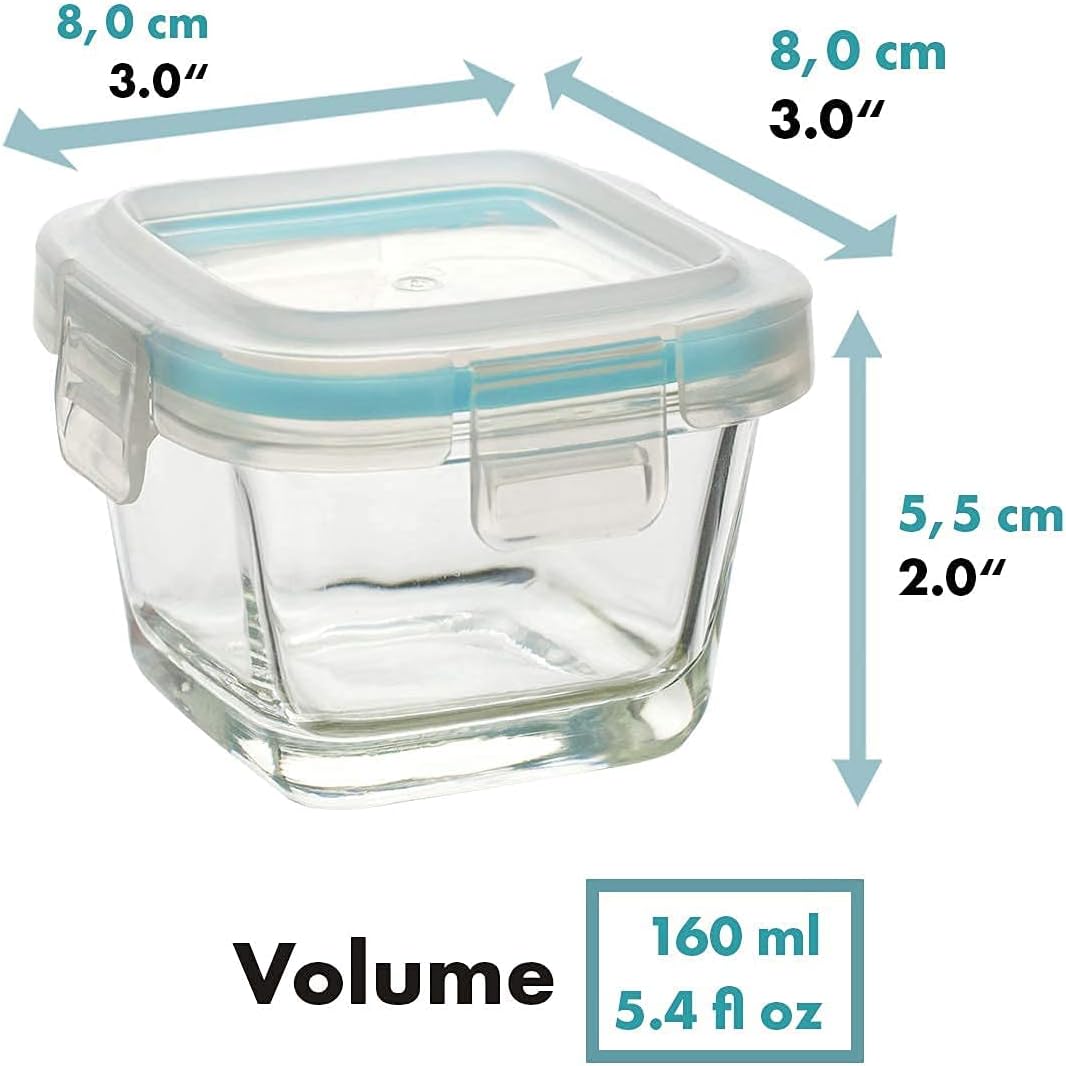Mini Glas Frischhaltedosen-Set (6x 160 ml), 6 x 160 ml Quadratisch