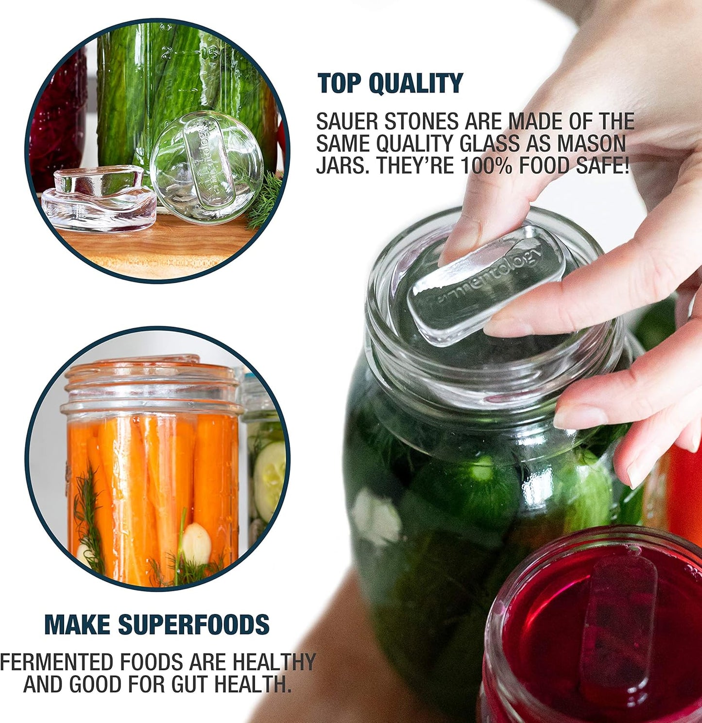 4er-Set Glasgewichte für Fermentierung, Weithals 4 er