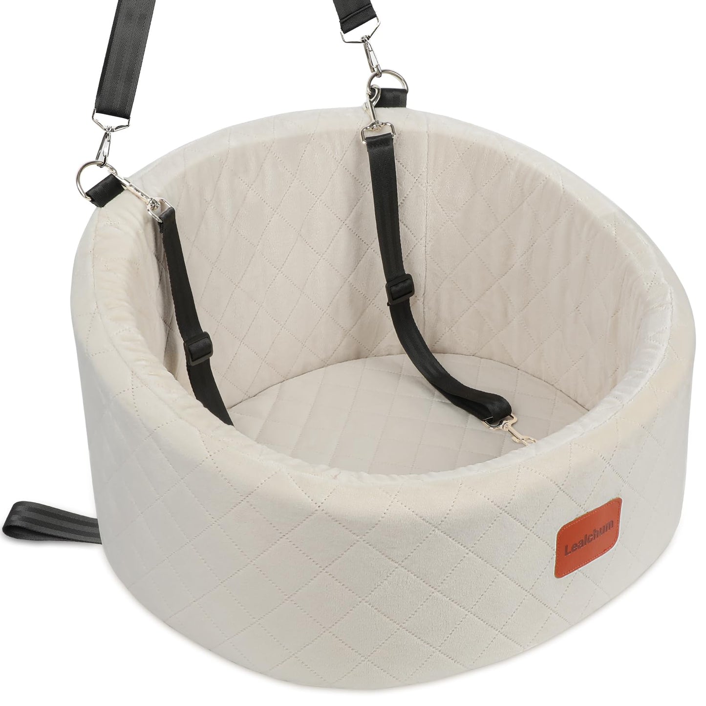 Bequemer Hunde-Autositz mit Sicherheitsleine, Beige Small