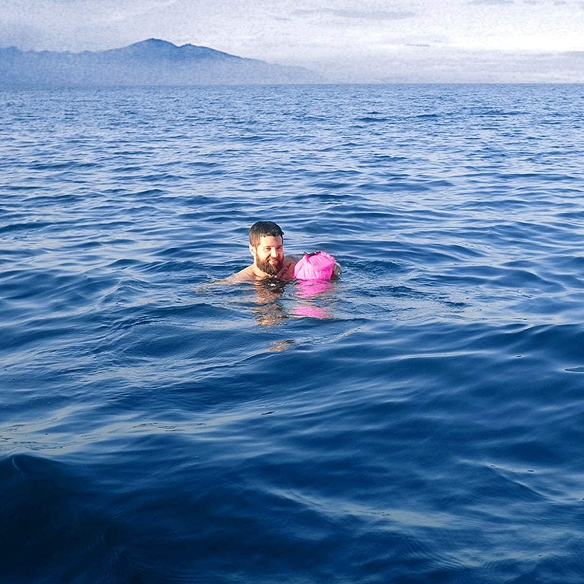 Schwimmboje mit Trockensack und verstellbarem Hüftgurt, Rosa