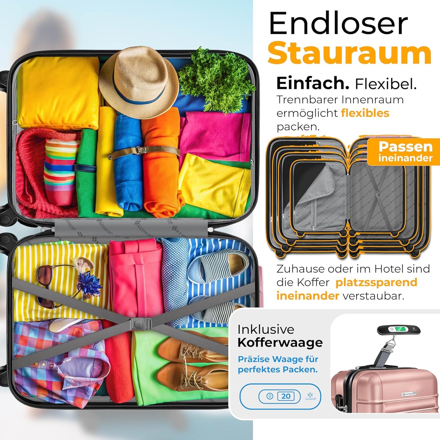 Reisekoffer mit Zahlenschloss (120L), 75cm – 120L Himbeerrosa