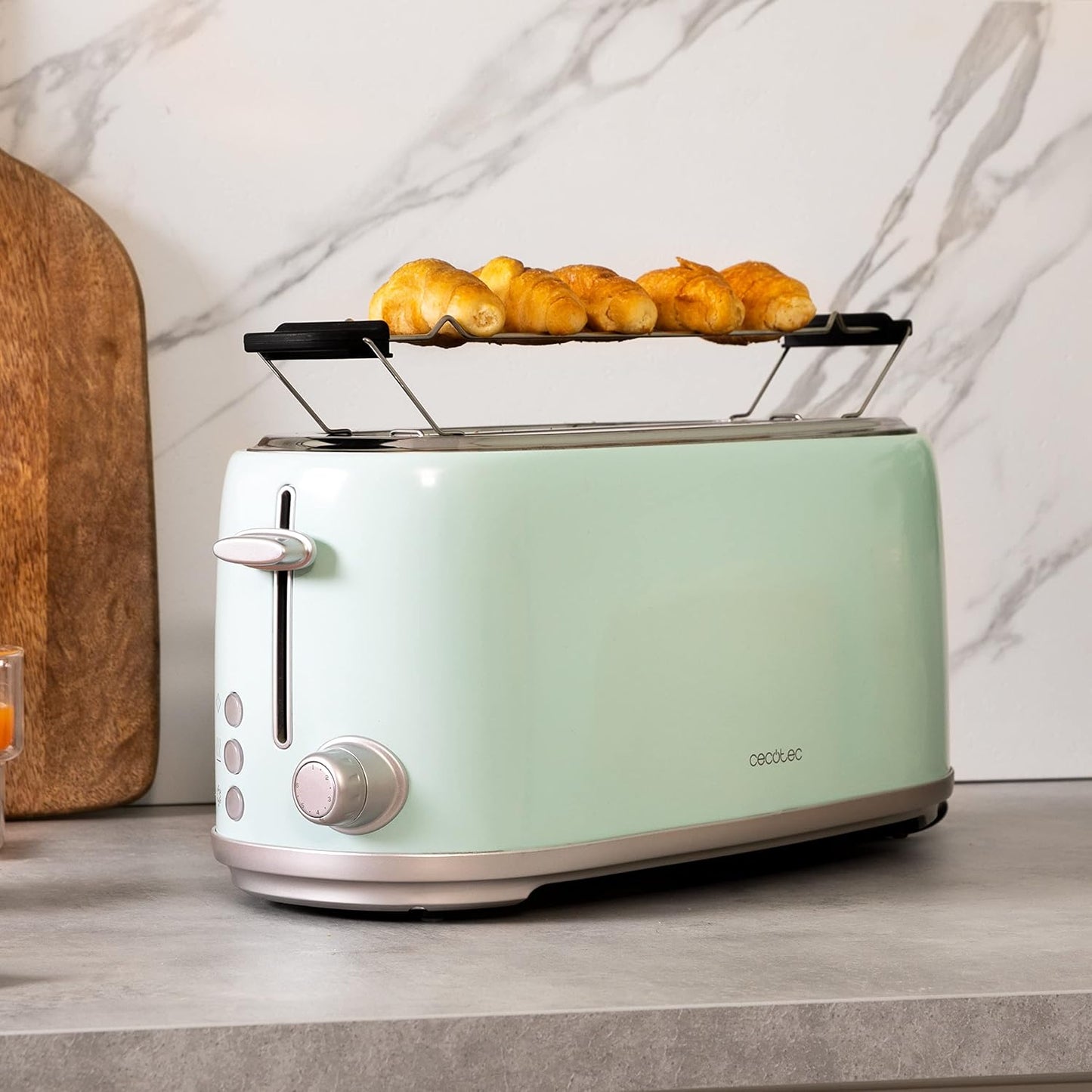 Retro-Toaster mit Krümelschublade, Retro - 4 Scheiben Blue