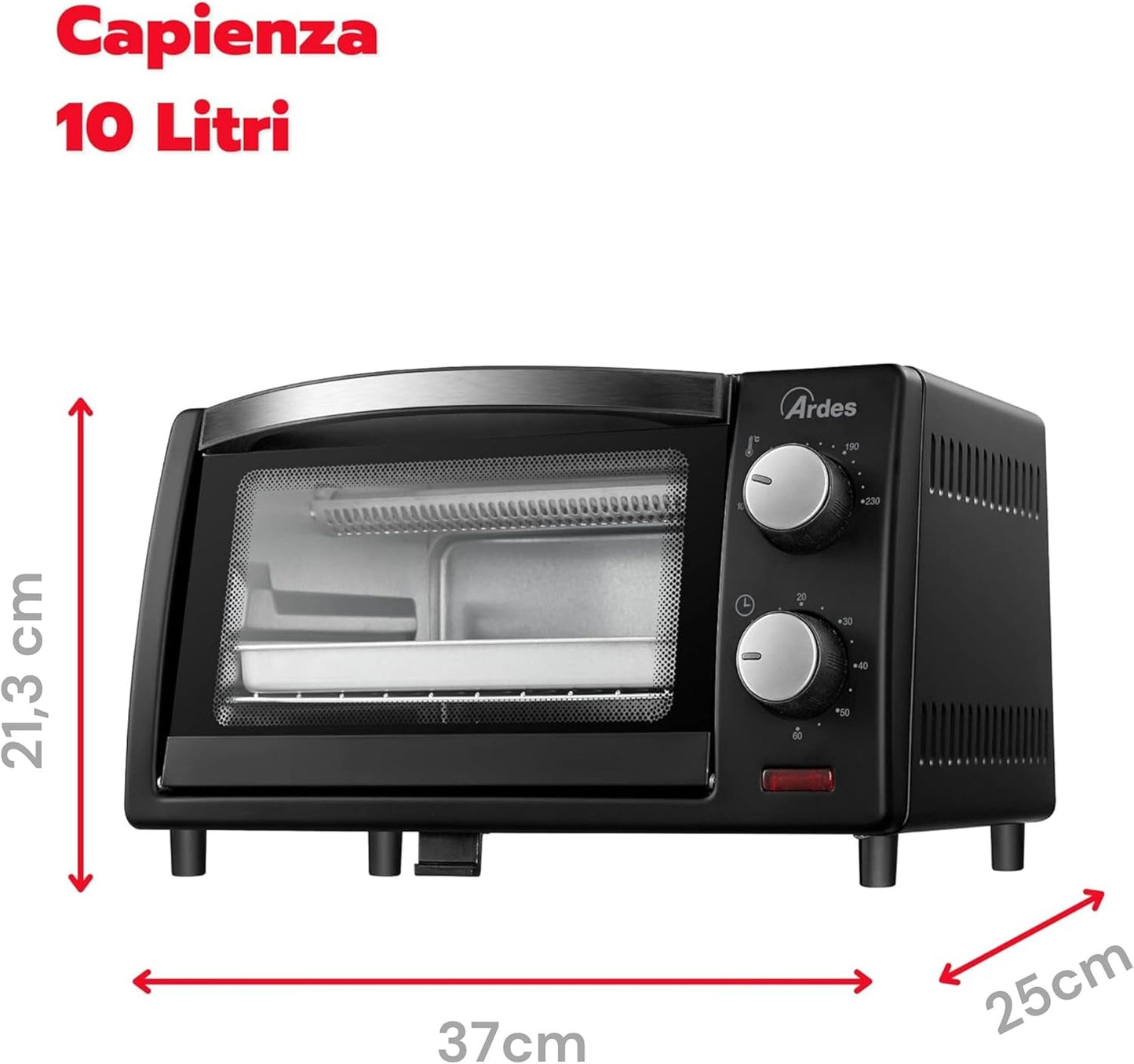 Elektrischer Kleinbackofen AR6211B mit Timer, 10 LITRI