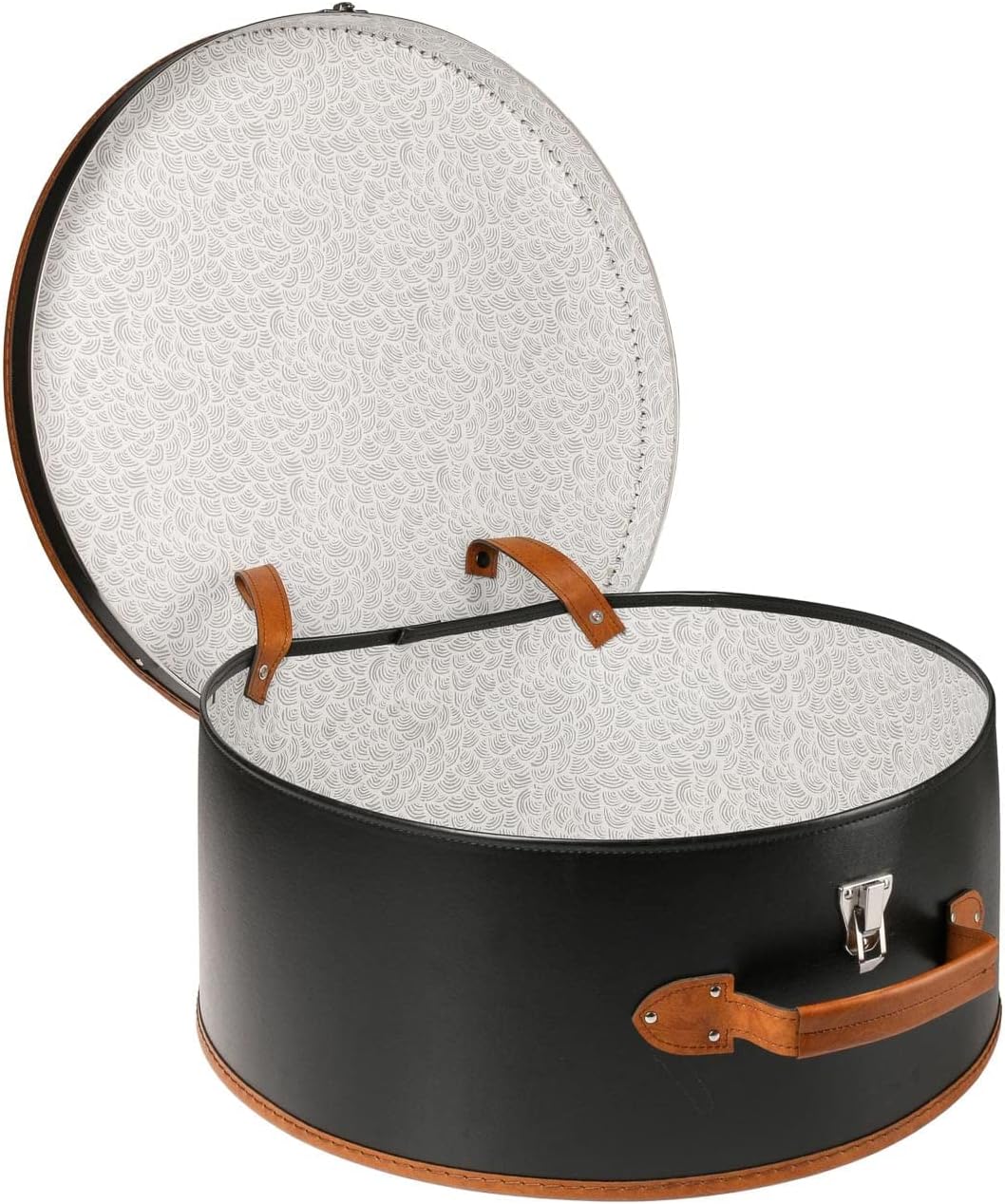 Runder Hutkoffer, 50 cm x 22 cm x 47 cm Schwarz