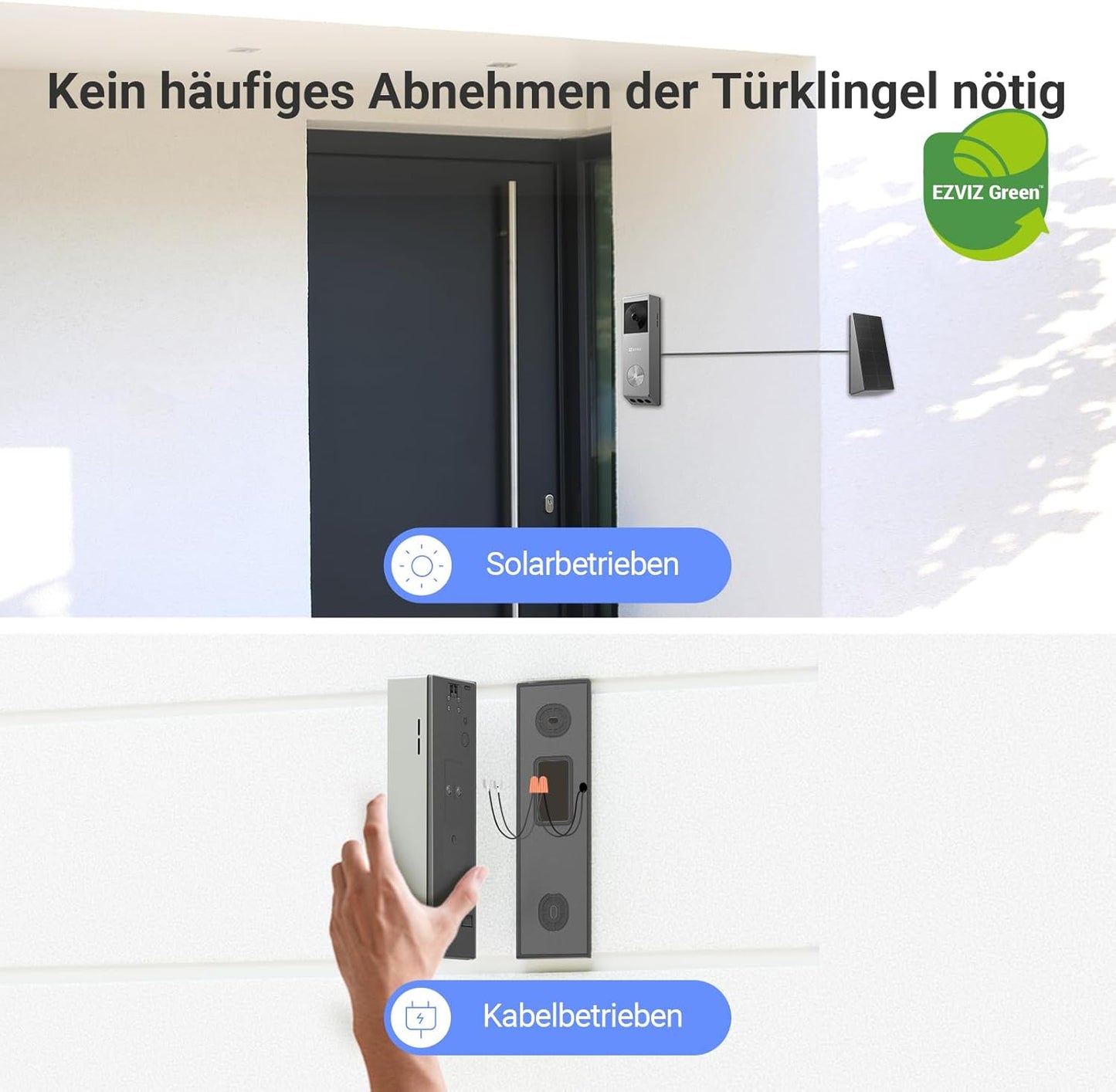 Video Türklingel mit Doppelkamera & Solarpanel, Video Türklingel mit Chime