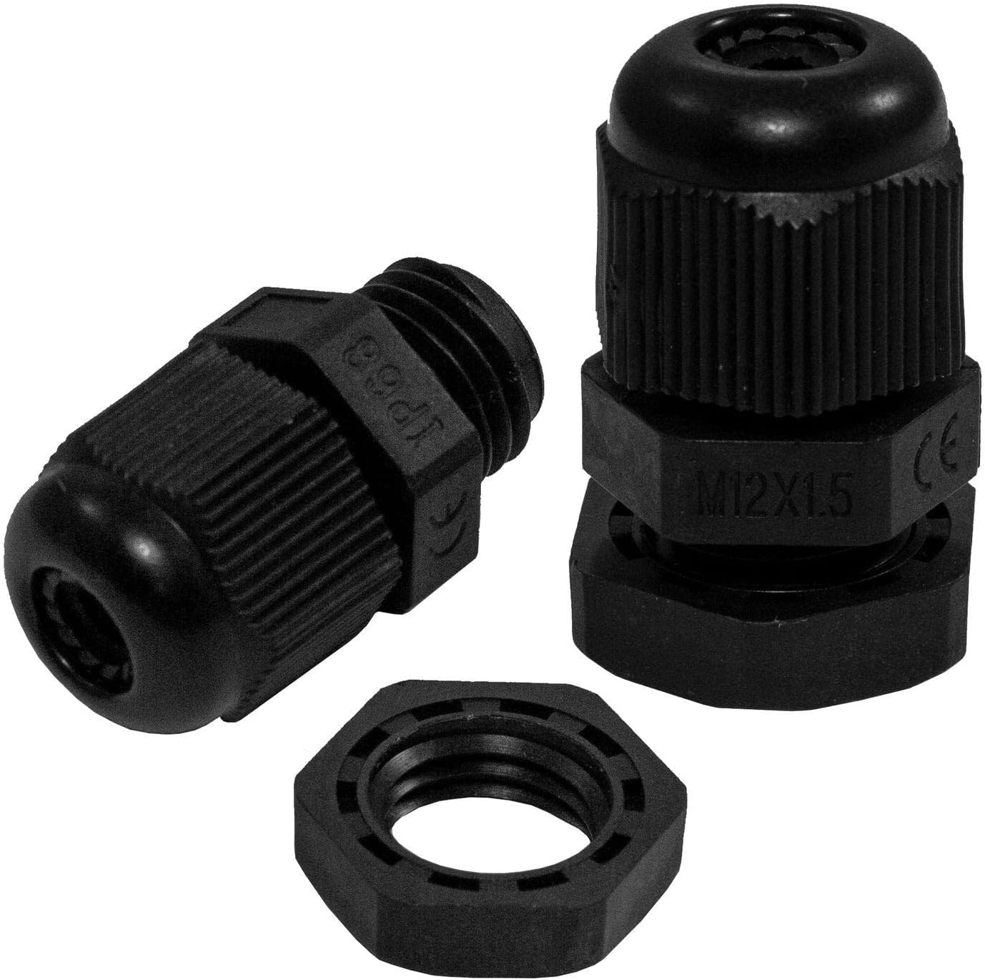 Kabelverschraubung M12x1,5, 100 Stück, 100x M12 (Schwarz)
