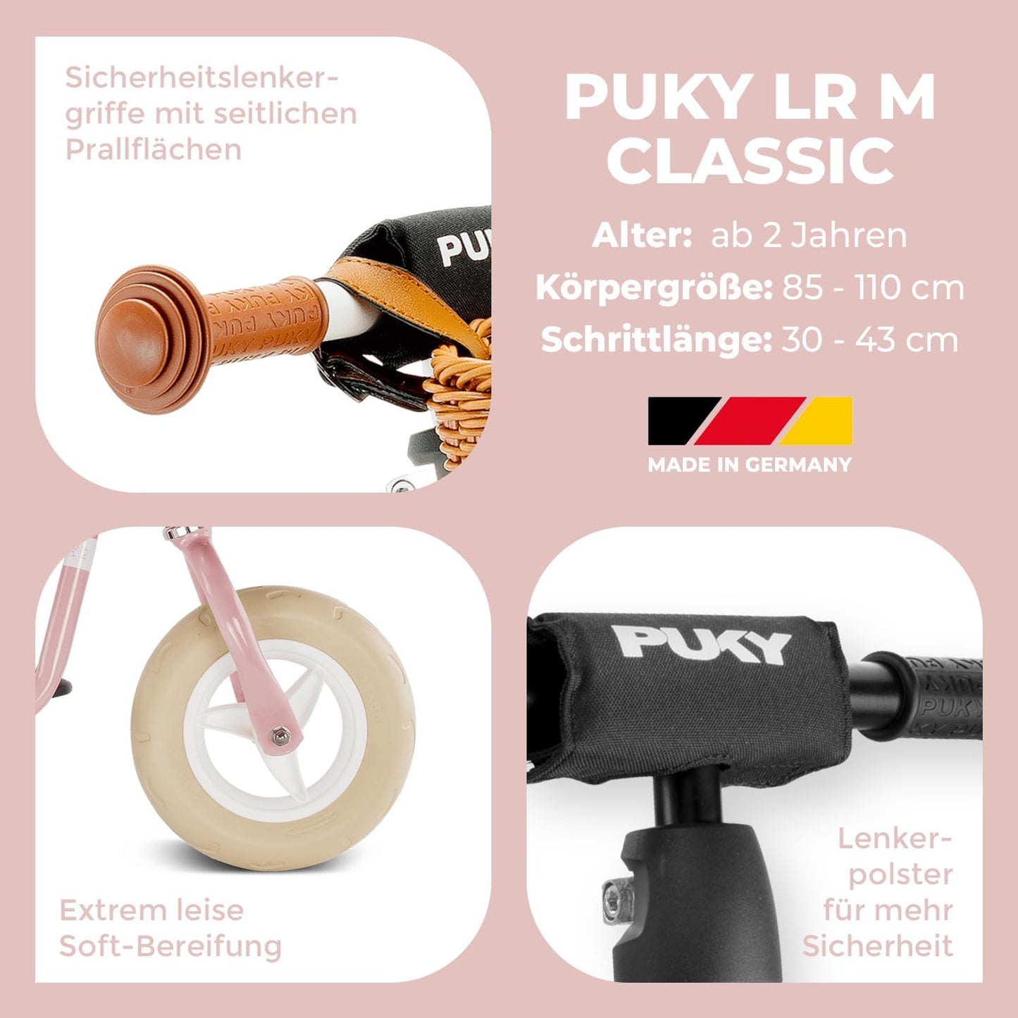 Laufrad LR M Classic für Kinder ab 2 Jahren, Retro-Rosé Einheitsgrösse