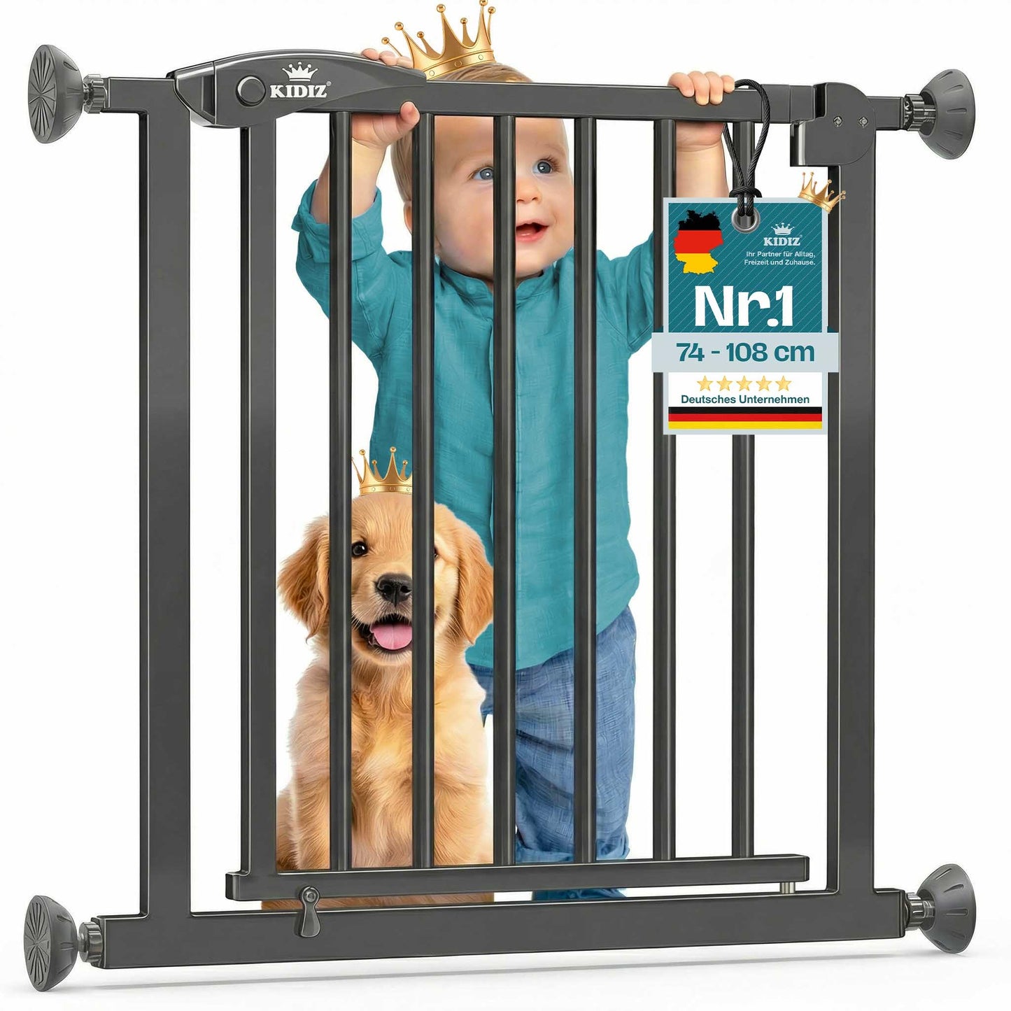 Treppenschutzgitter ohne Bohren, verstellbar, 81 - 87 cm Anthrazit