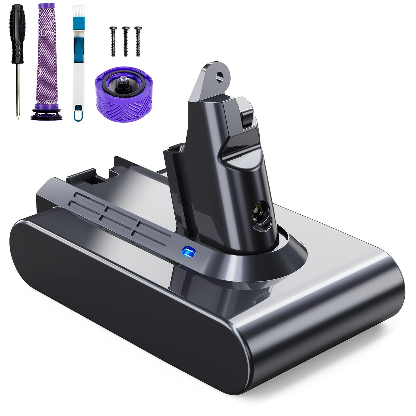 Ersatzakku für Dyson V6, 6000mAh, inkl. 2 Filter, V6