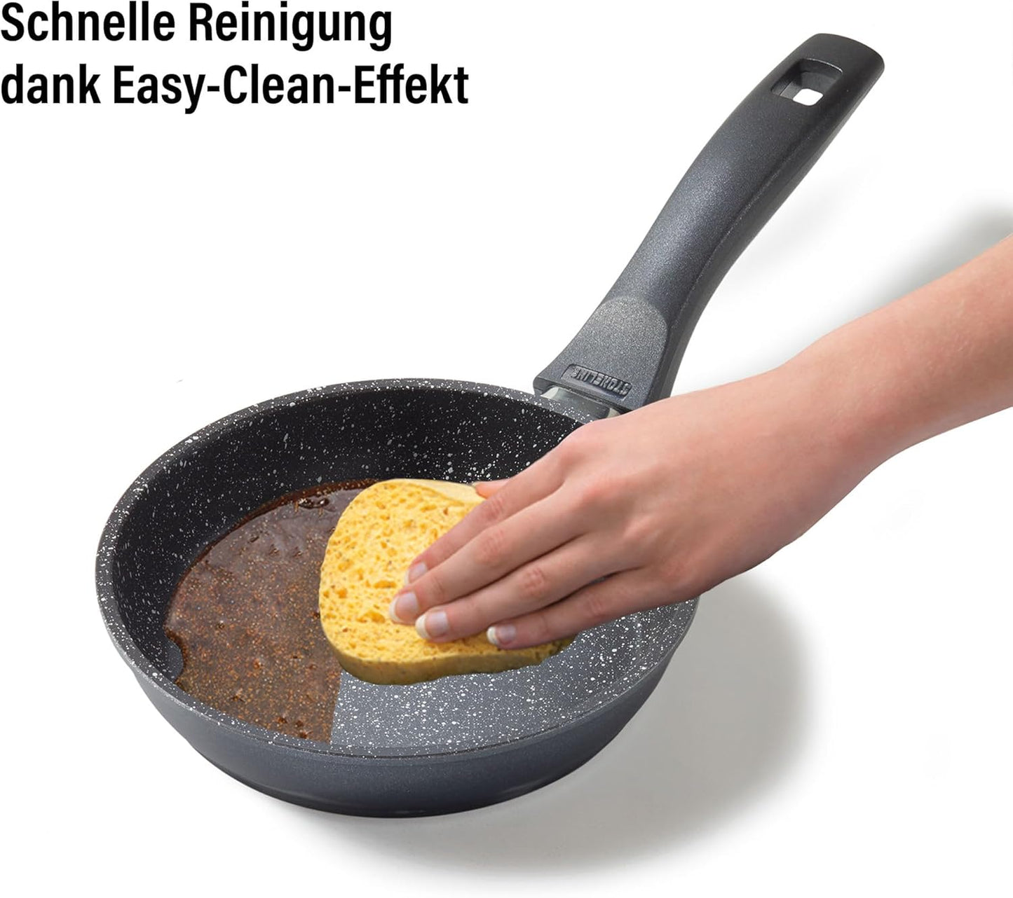 Antihaft-Induktionspfanne 16 cm (kratzfest, Steinpartikel), Grau 16cm