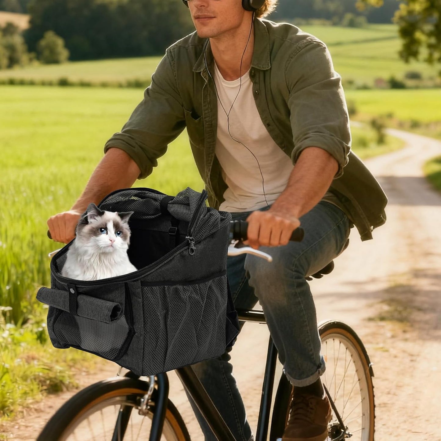 Faltbarer Fahrrad-Hundekorb, Grau