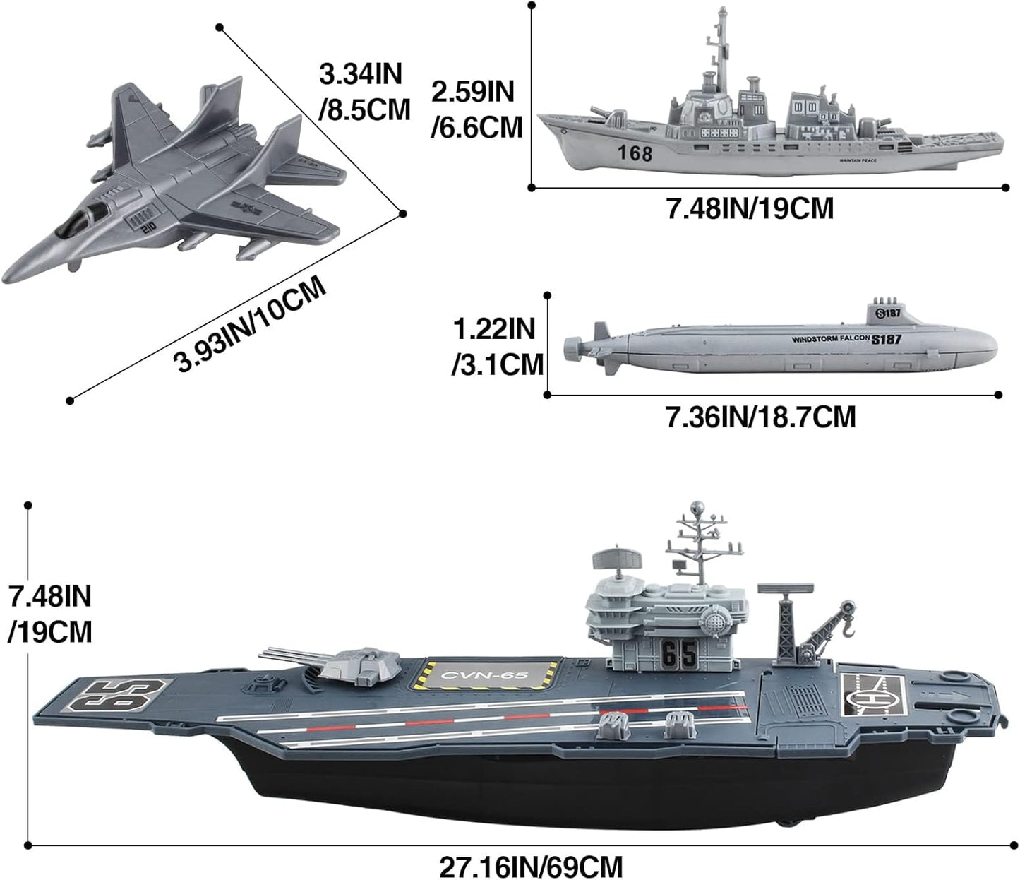 Modellschiff-Flugzeugträger-Set mit 25-teiligem Militärspielzeug, 25 Stck