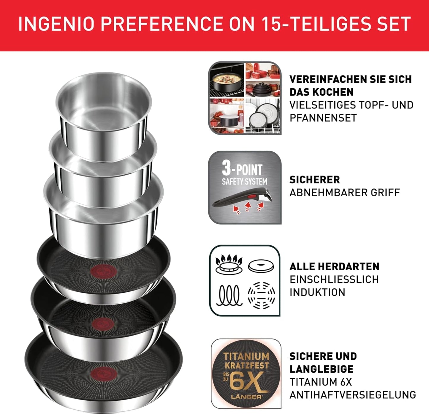 Ingenio Preference Topf- & Pfannenset, Topf- & Pfannenset 15-tlg