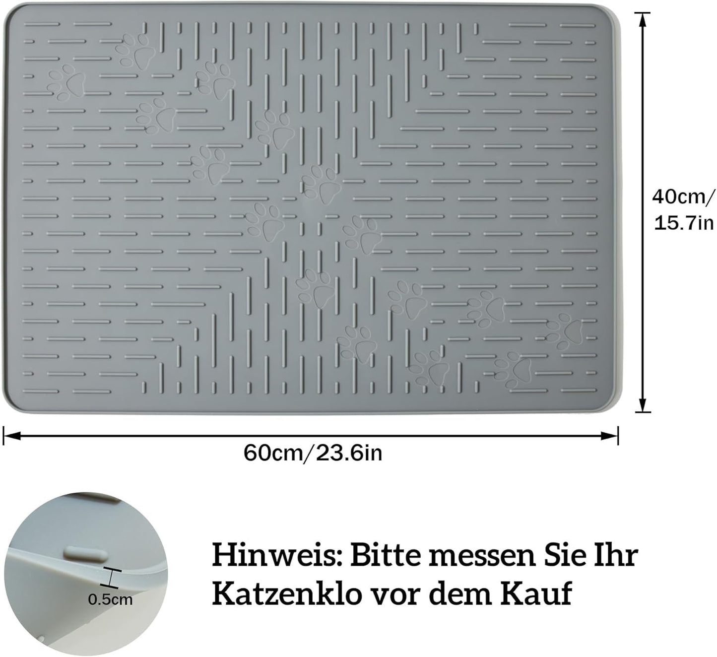 2er-Set Antirutsch Katzentoilettenmatte, Dunkelgrau 2pack 60x40cm