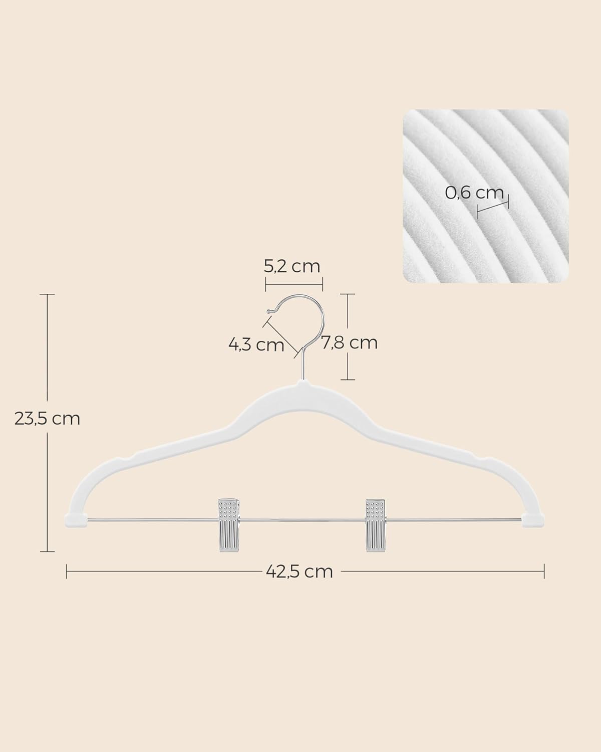 Hosenbügel-Set, Weiss / 20 Stück