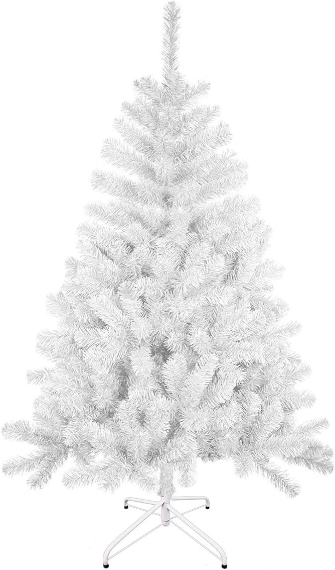 Künstlicher Weihnachtsbaum mit 477 Spitzen und Metallfuss, 180 cm Glänzend Weiß