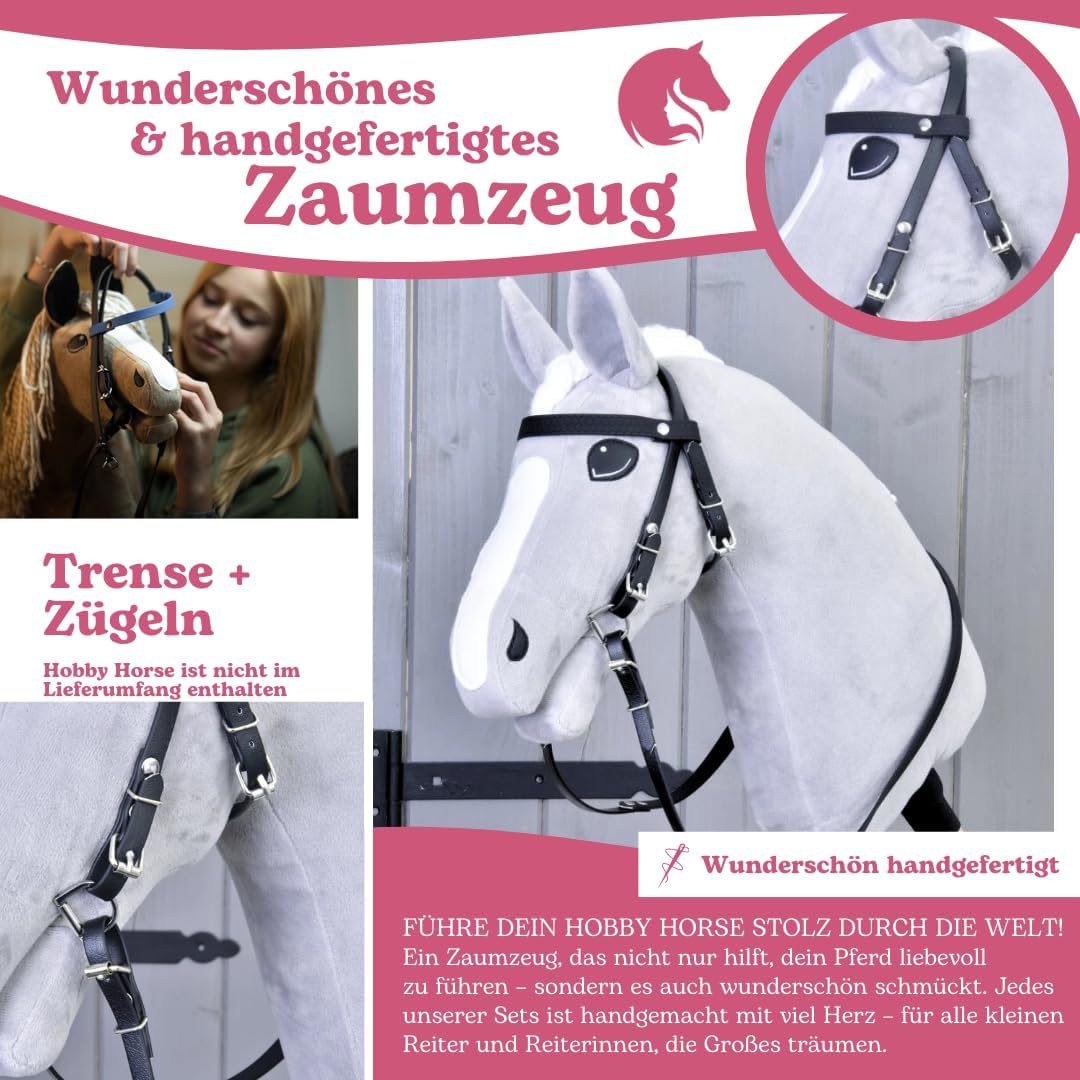 Hobby Horse Trense mit Zügeln, Schwarz Medium