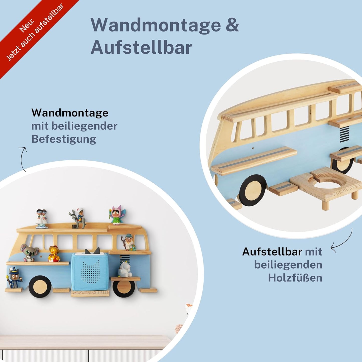 Magnetisches Tonie Regal im Bus-Design für 32 Figuren