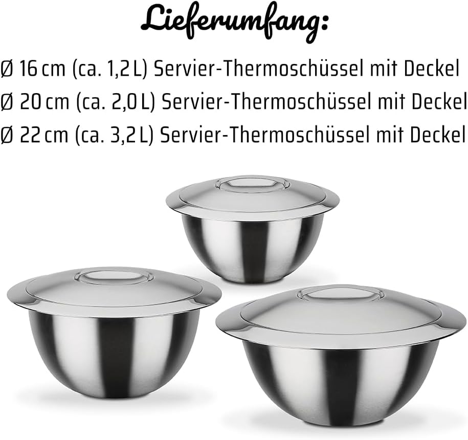 Thermoschüsseln mit Deckel 3 teiliges Set, 3-Set