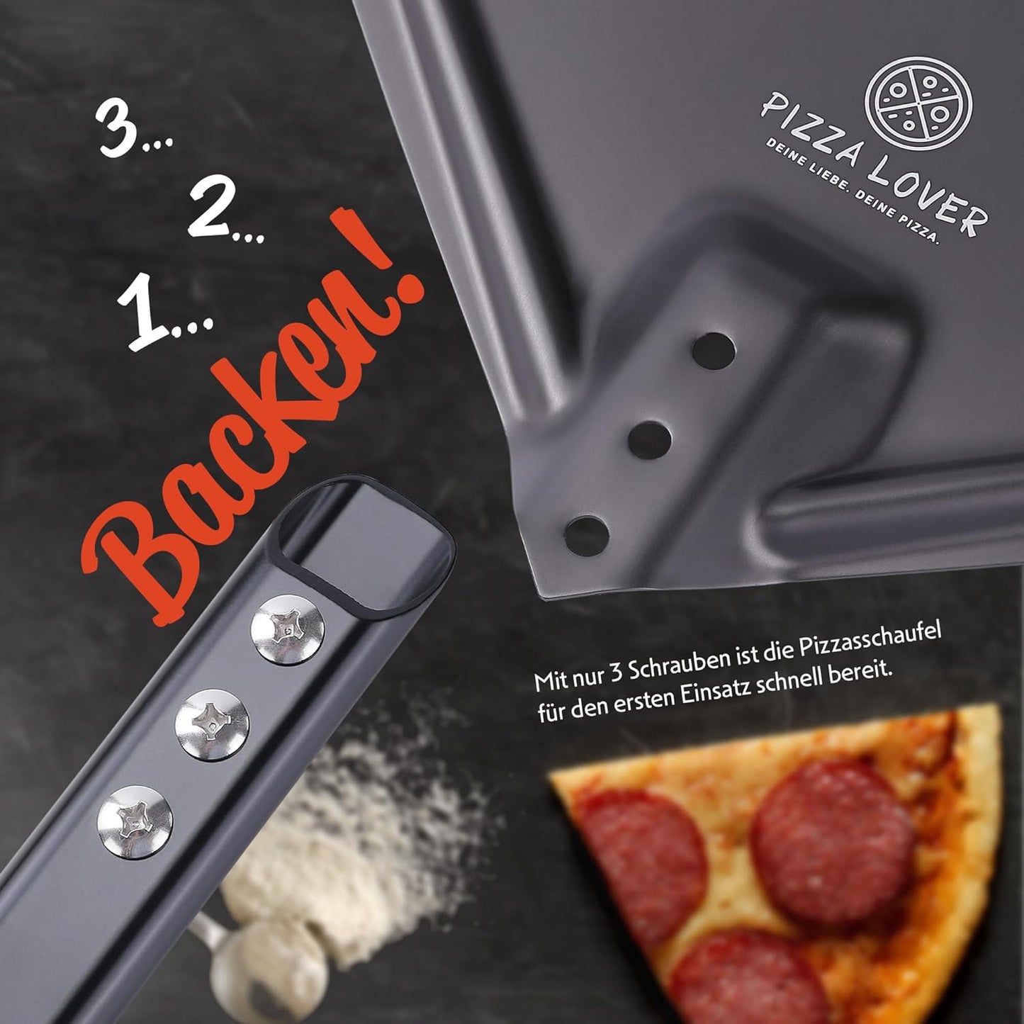 Pizzaschieber, Schwarz 35x80 cm