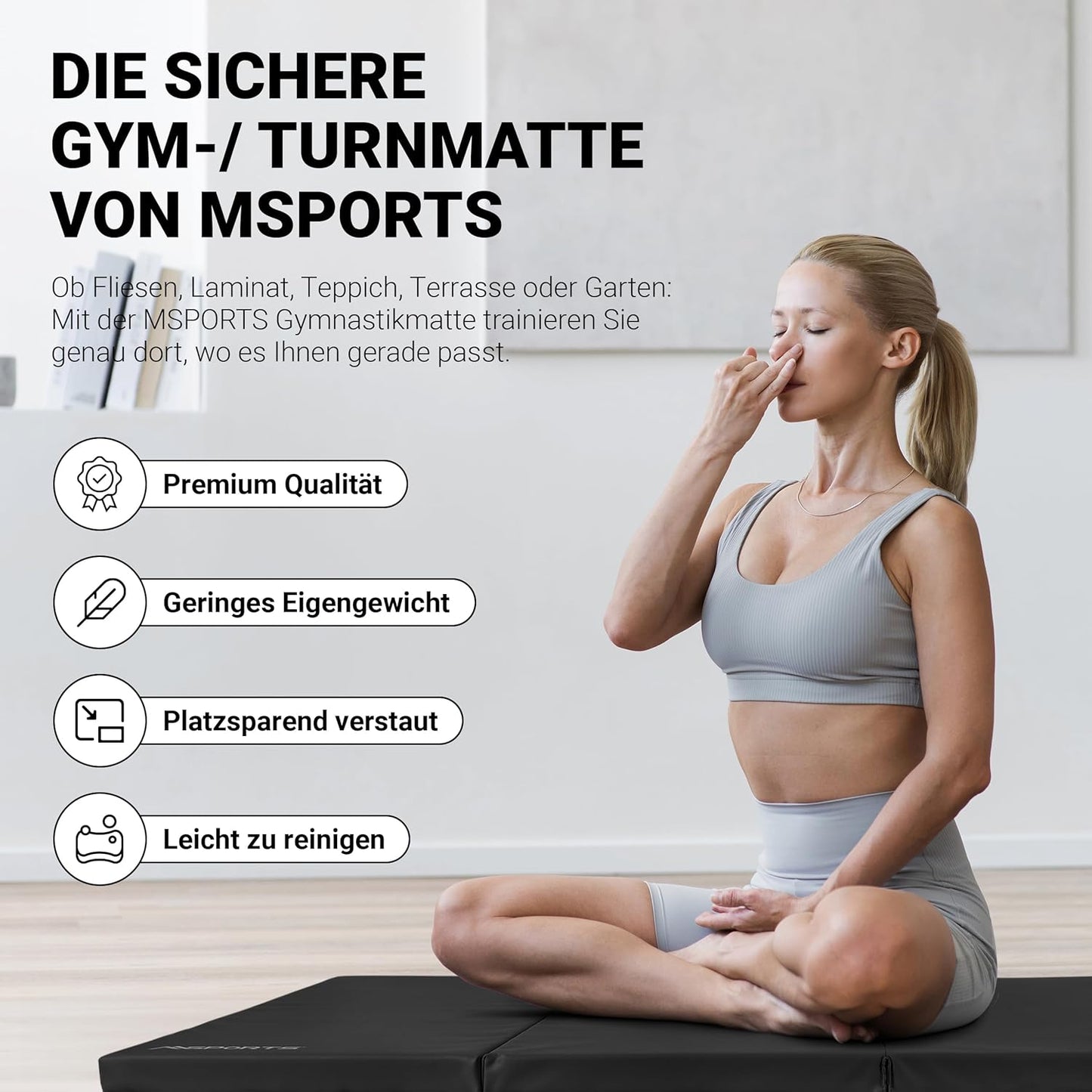 Klappbare Turnmatte, Schwarz 190 x 80 x 5 cm