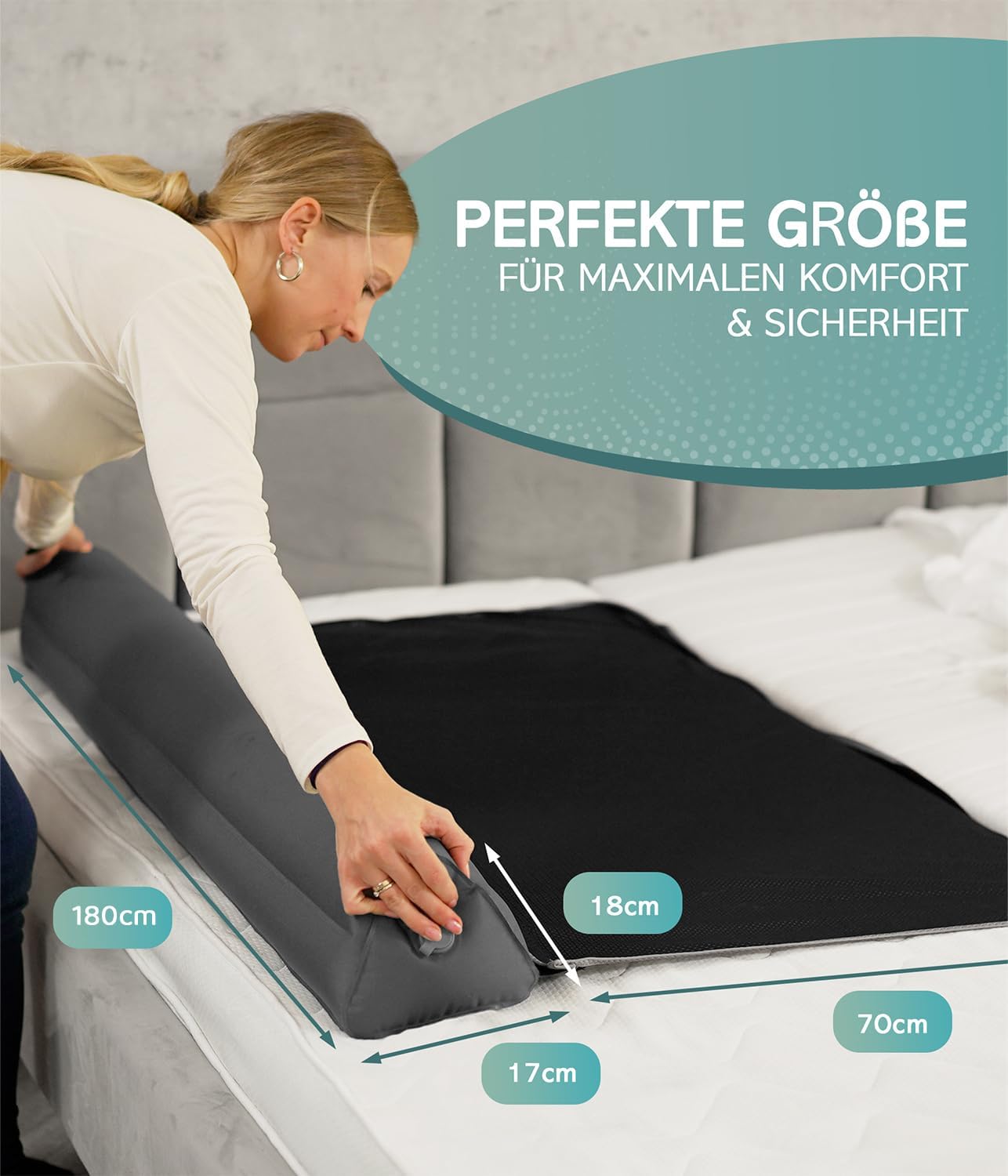 Aufblasbarer Rausfallschutz 180cm Bett-Reiseset, [180cm Länge] Einzel-Set