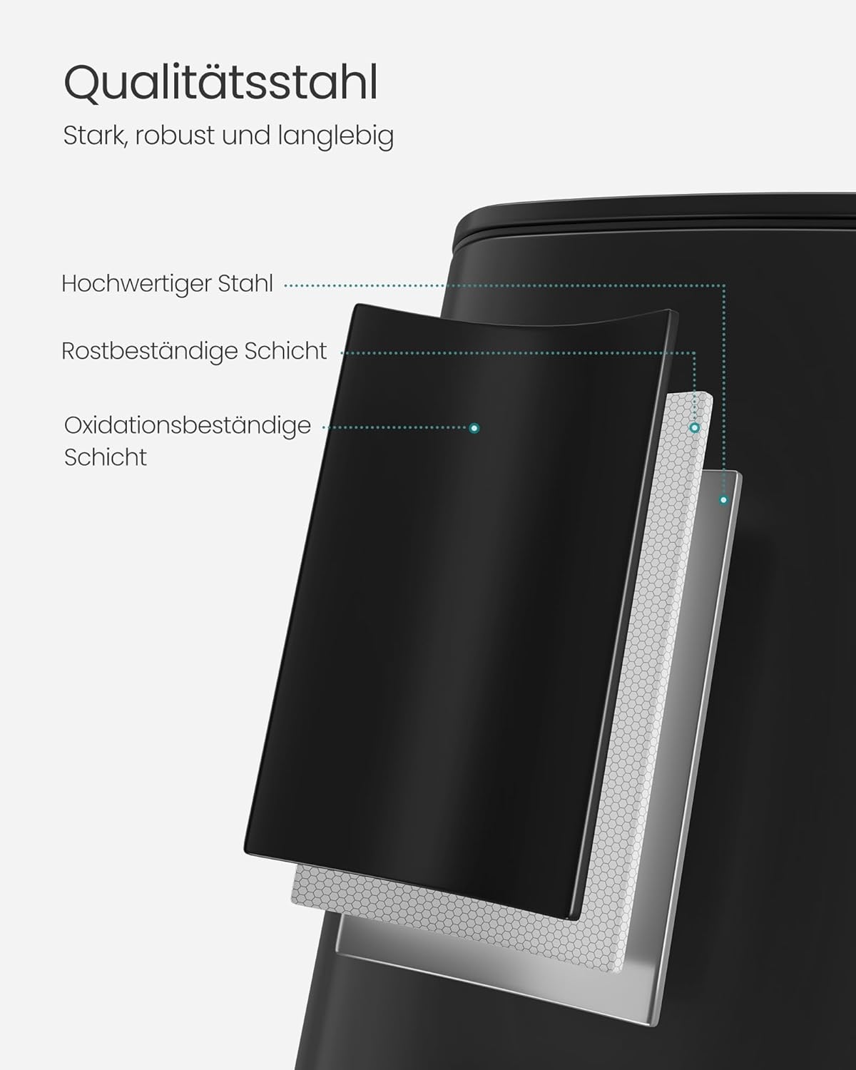 Tretmülleimer mit Softclose und Inneneimer, tintenschwarz 30 L