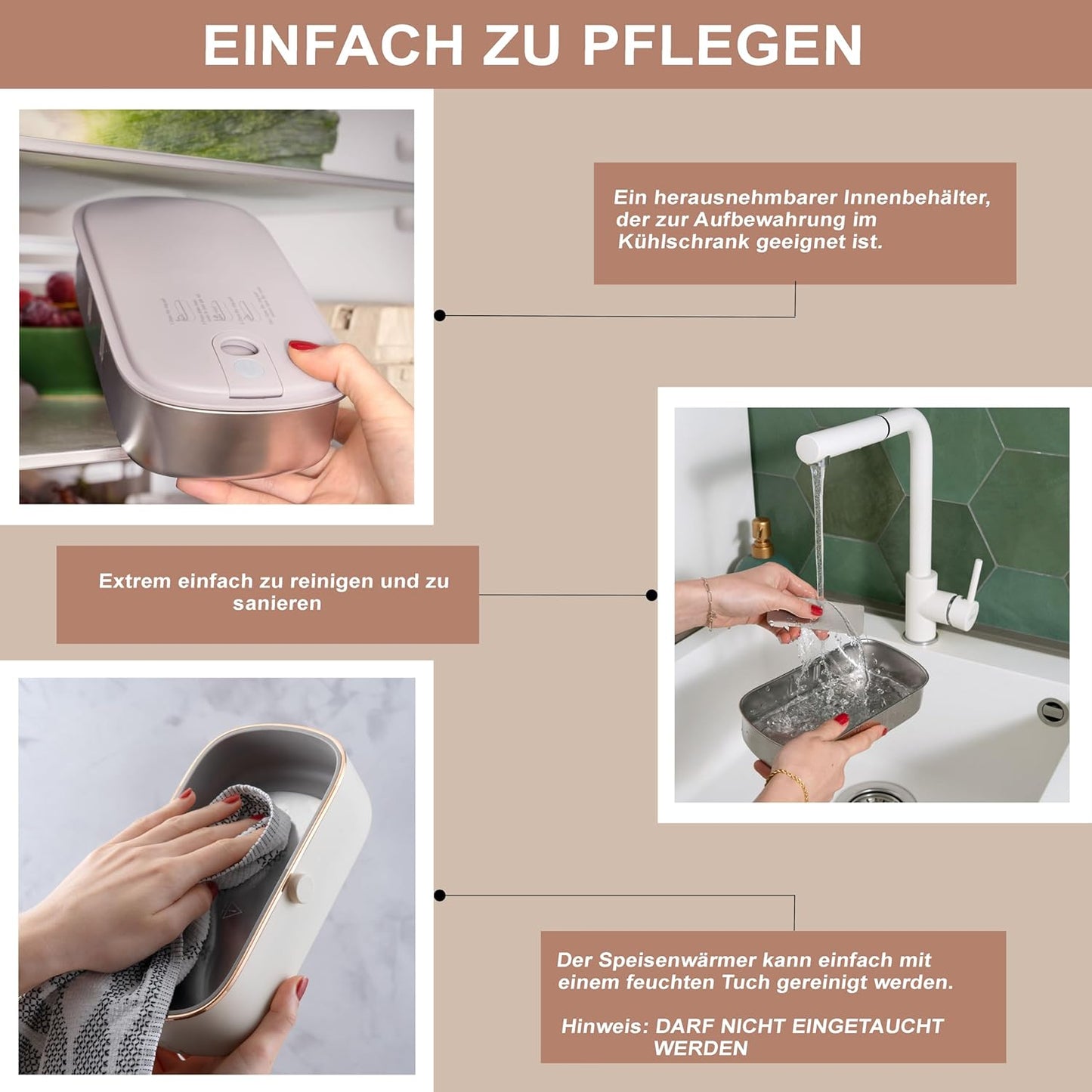 Tragbare elektrische Wärmebox, Beige