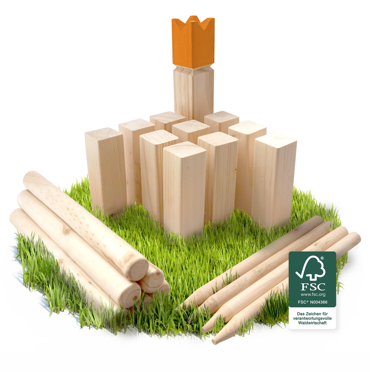 Kubb Gold Wikinger Schach Set, Kubb Gold - 25 X 4,7 X 4,7 Cm König