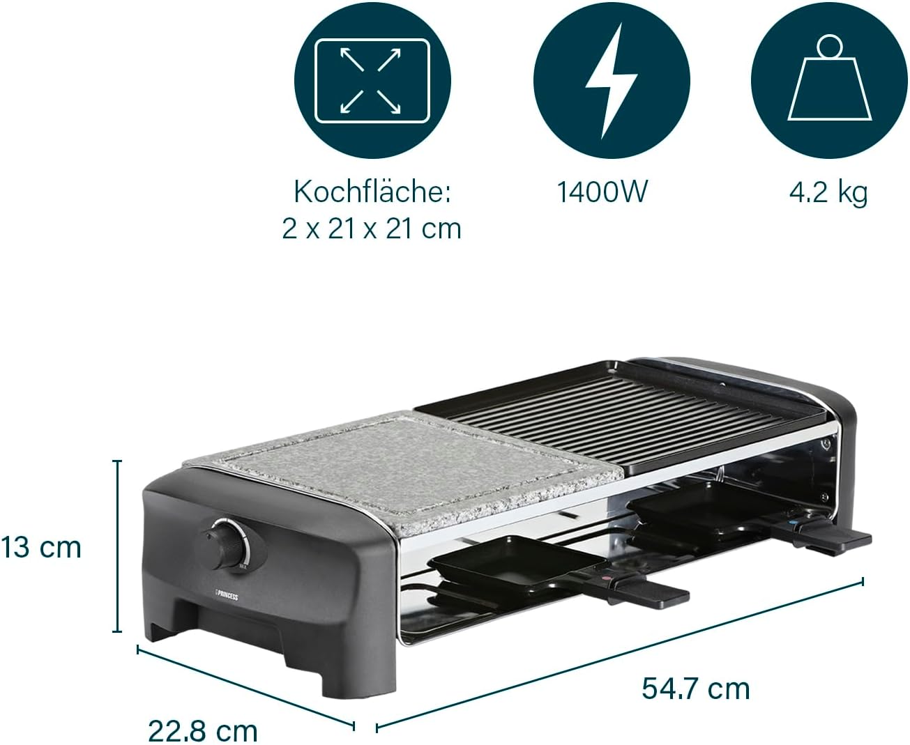 162820 Raclette 8 Stone & Grill Party, Steingrill, für 8 Personen