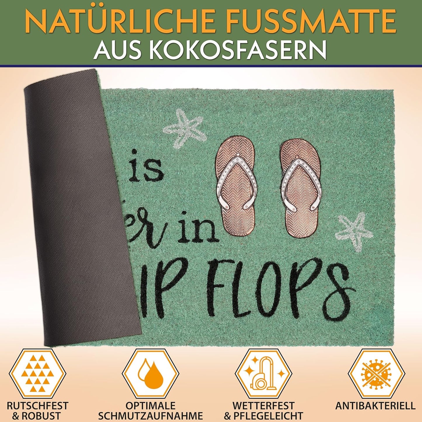 Antirutsch Fussmatte, Life Is Better in Flip Flops