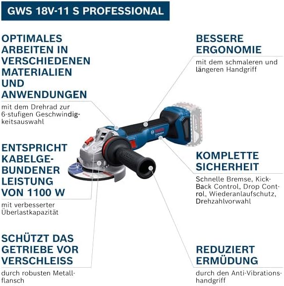 Akku-Winkelschleifer GWS 18V-11 S, Ohne Akku/Lader