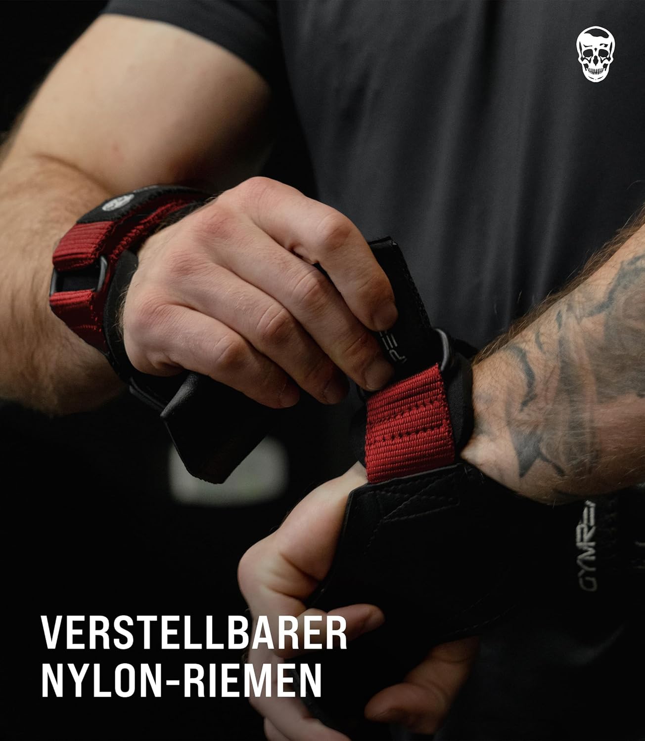 Gewichthebergriffe mit Neopren-Handgelenkbandagen, Rot L