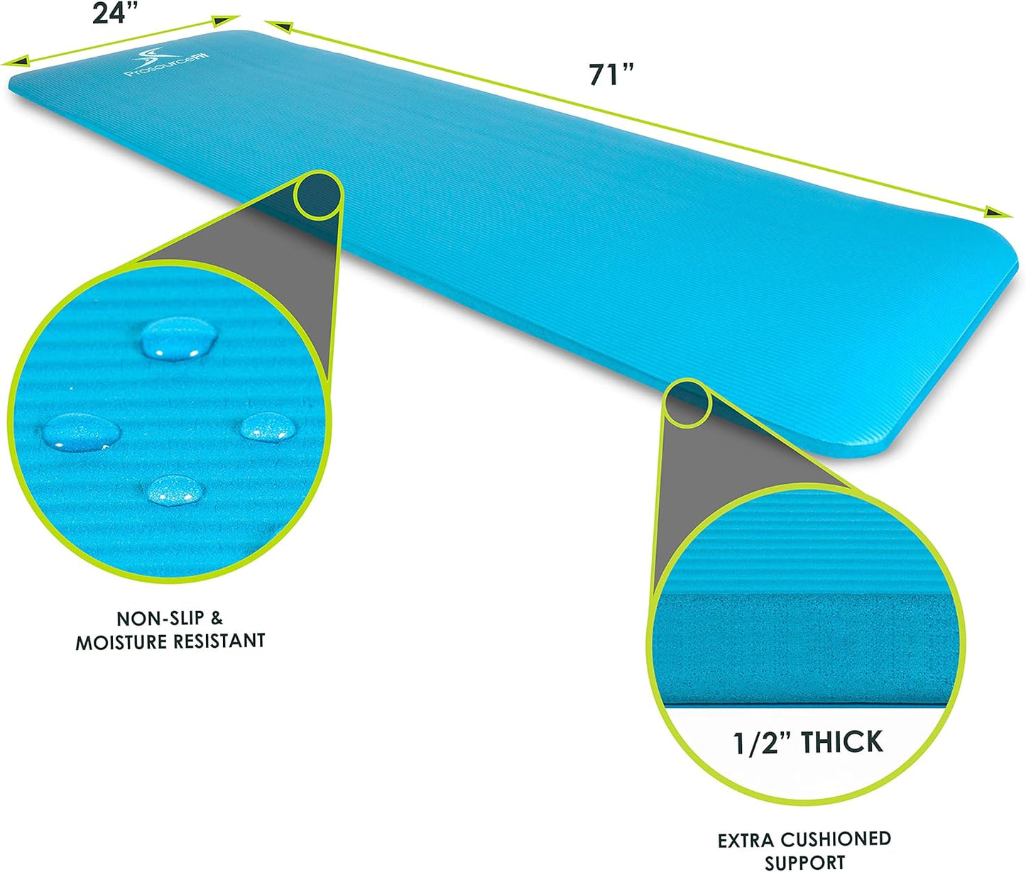 Yoga- und Pilatesmatte, 1/2" Aqua