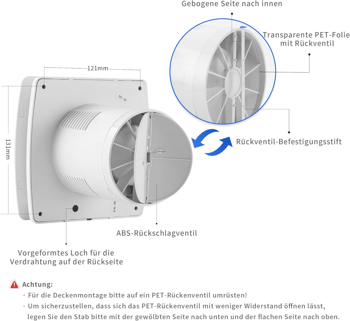 Nova100 Smart WiFi Badlüfter mit Feuchtigkeitssensor, Weiß