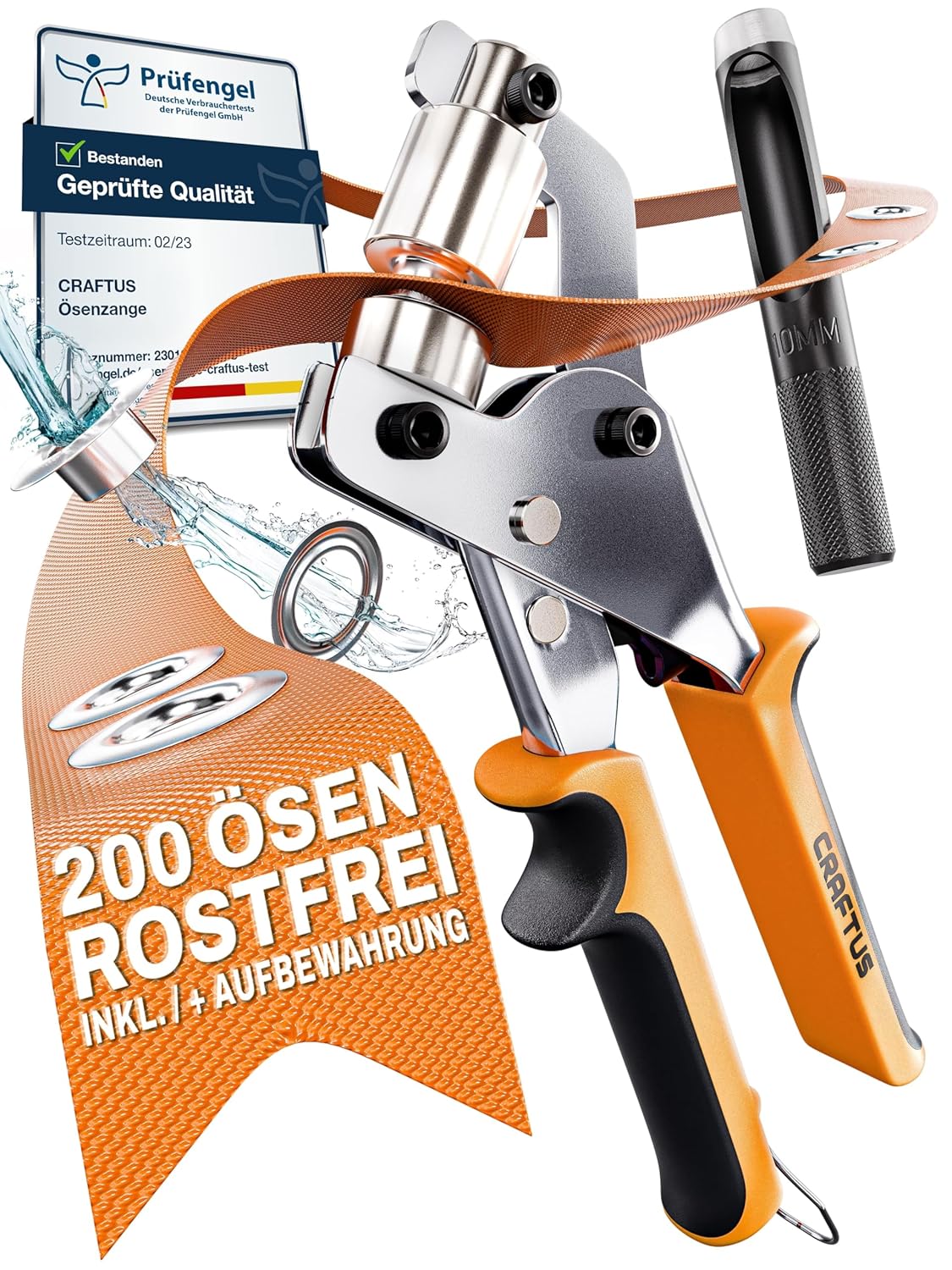 Ösenzange Set mit 200 rostfreien Ösen