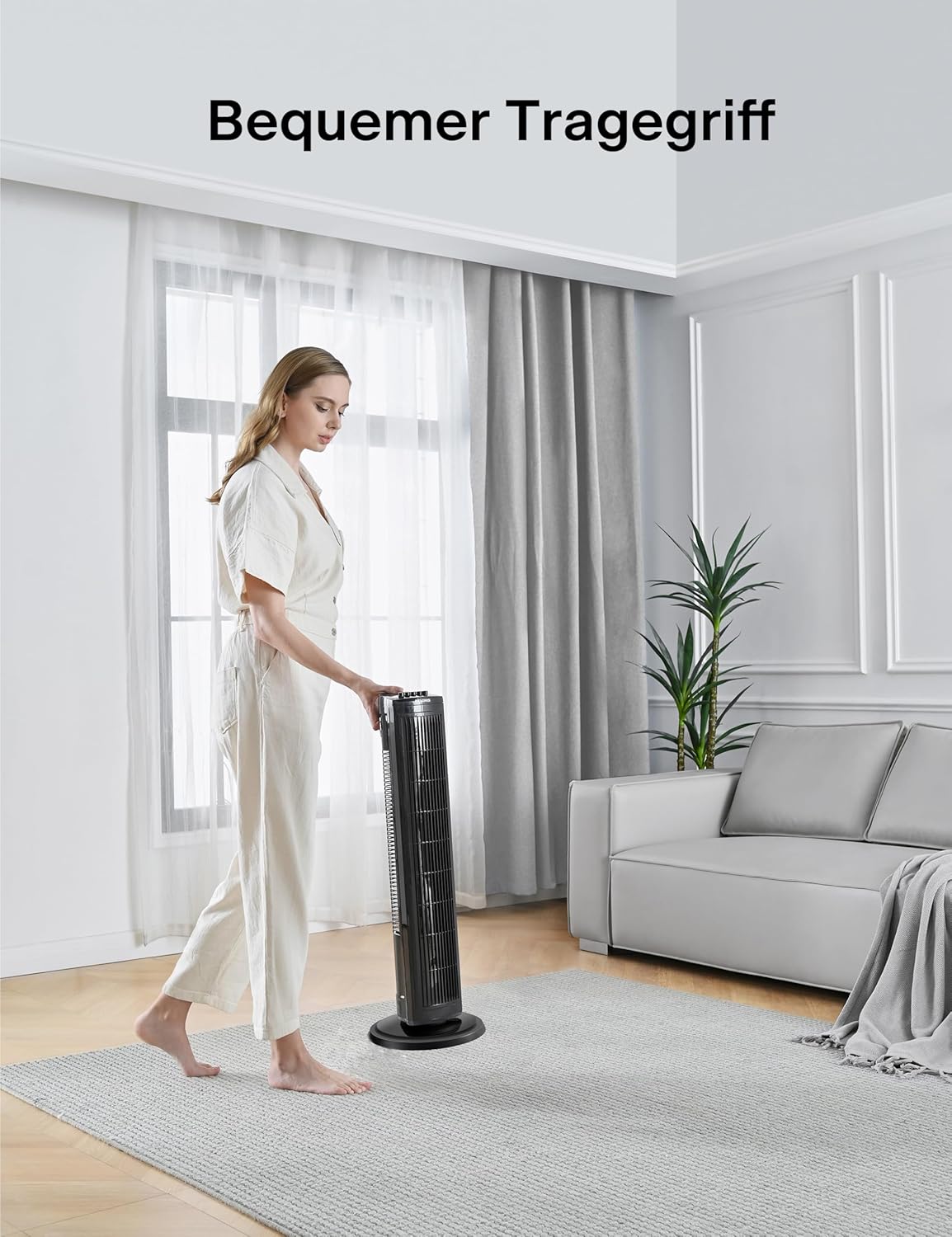 Oszillierender Turmventilator, 76CM Turmventilator, Black
